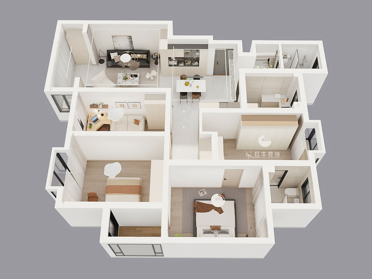 刘晓芳｜九龙盛世园19号801室-135㎡-现代风格｜4室2厅2卫｜老房装修｜定制家｜全包15